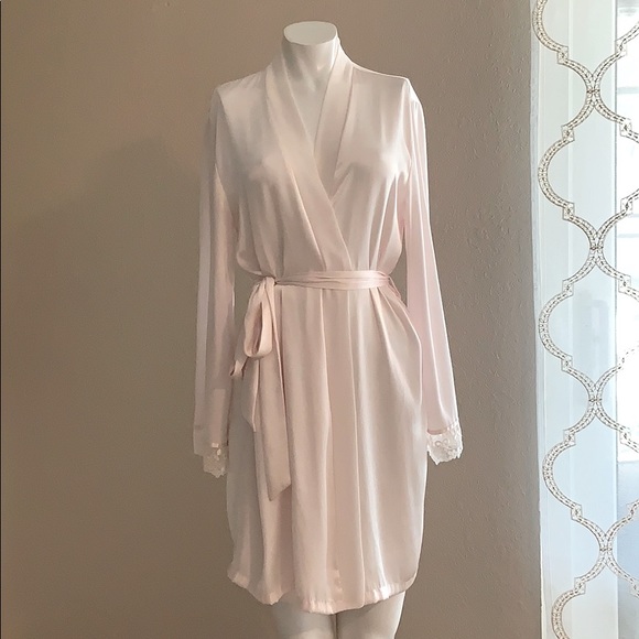 Vintage California Dynasty Maternity/Bridal Light Pink Lace Trim Ladies Robe - Picture 2 of 9